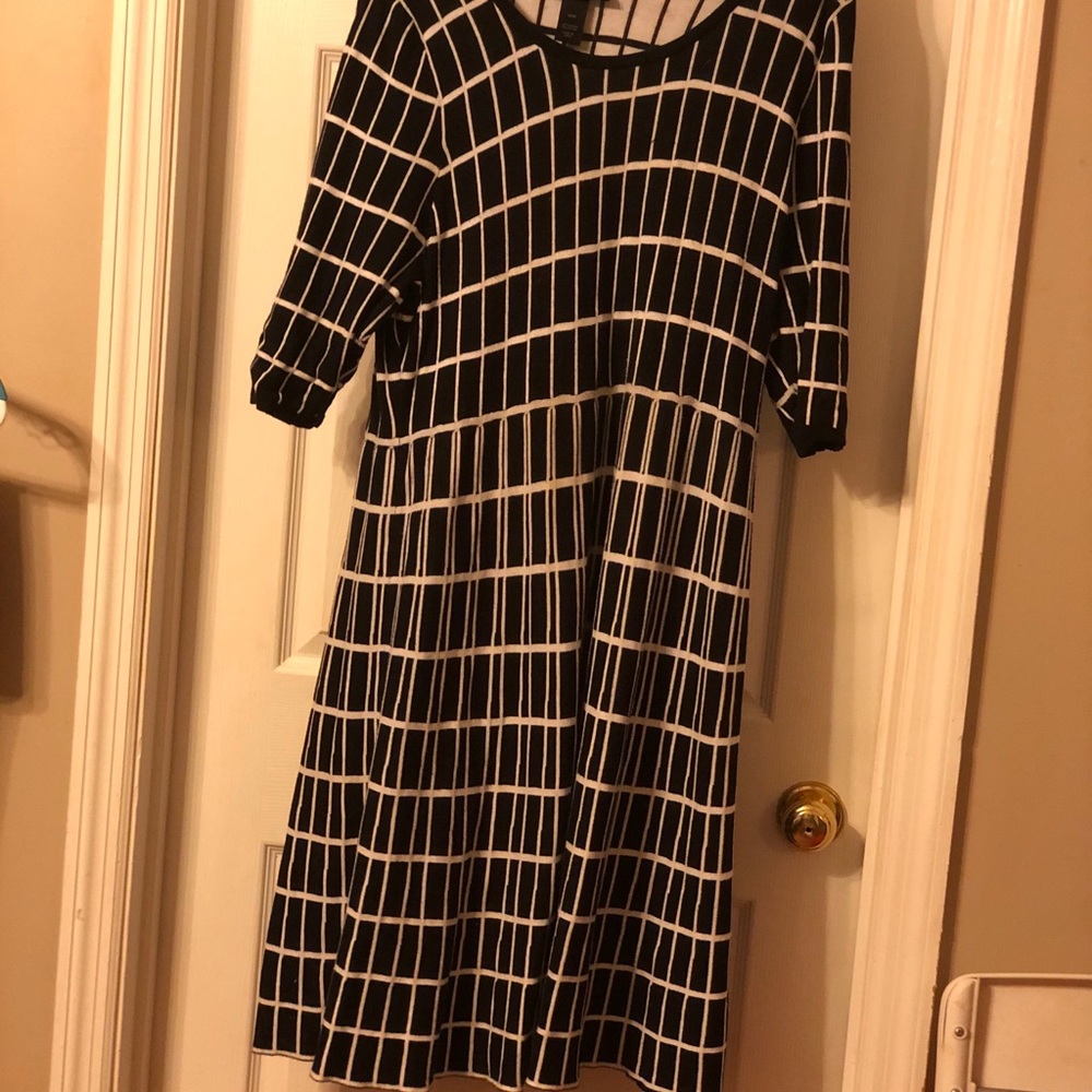 Lane Bryant black and white 15-16 A line dress